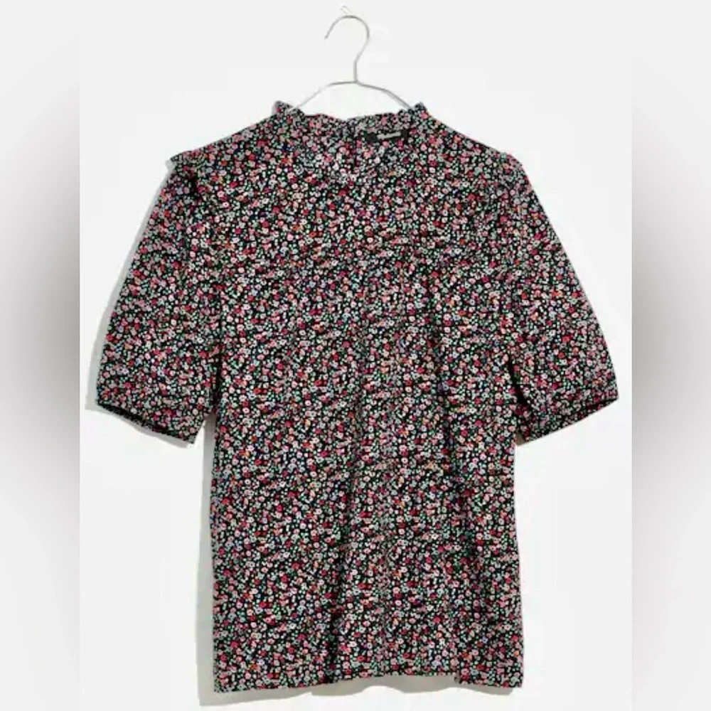 Madewell Puff-Sleeve Ruffle Top in Fieldwalk Floral